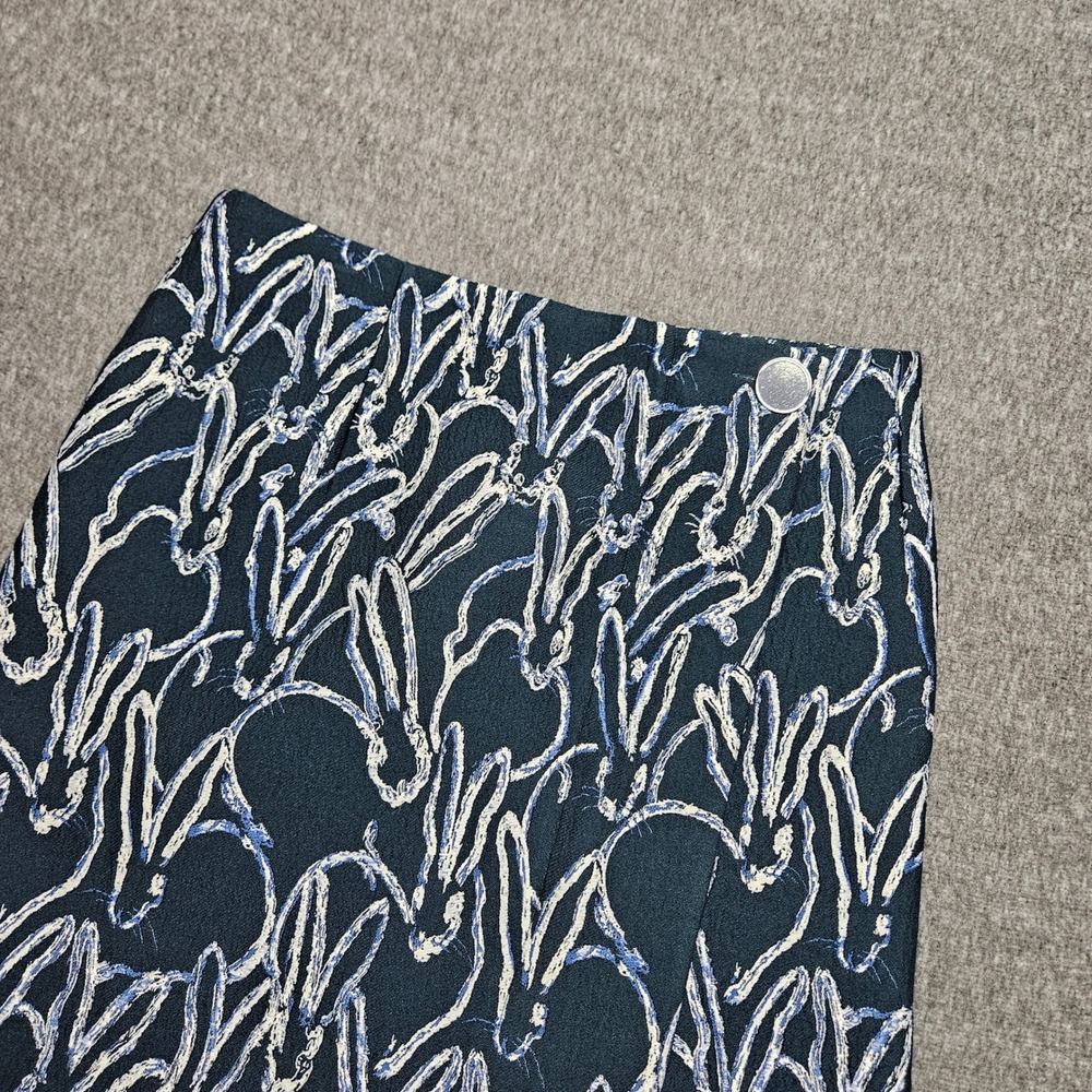 Grey Jason Wu Skirt Womens 8 Green Bunny Rabbit Print A-Line Mini Designer